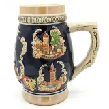 Domed Beer Mug in Faience decor Cities of Alsace 50 cl