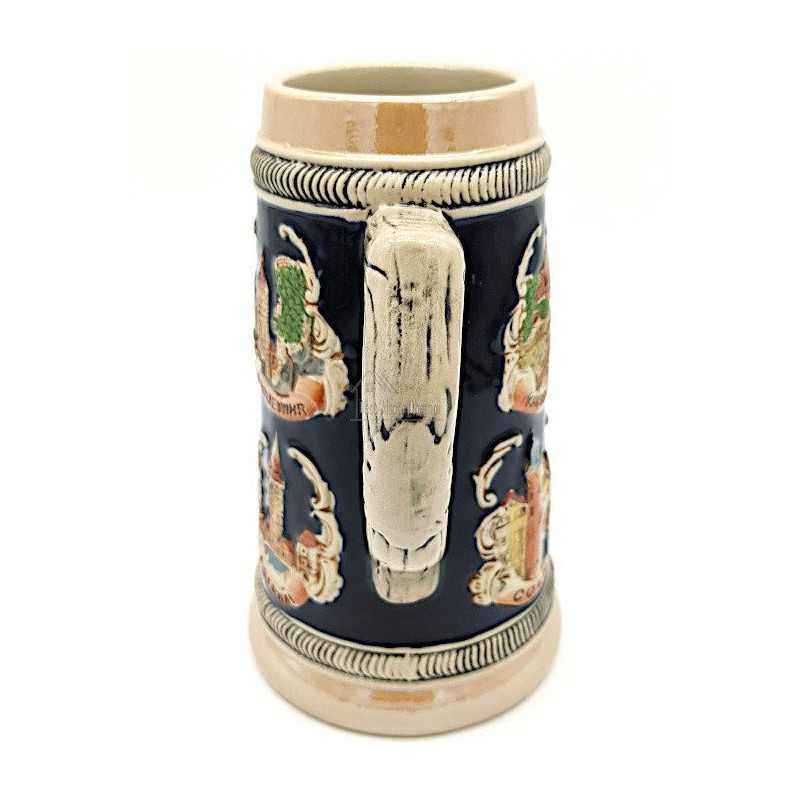 Beer mug straight in Faience decor Cities of Alsace 50 cl