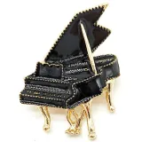 Brooch Fancy gold metal Piano Black