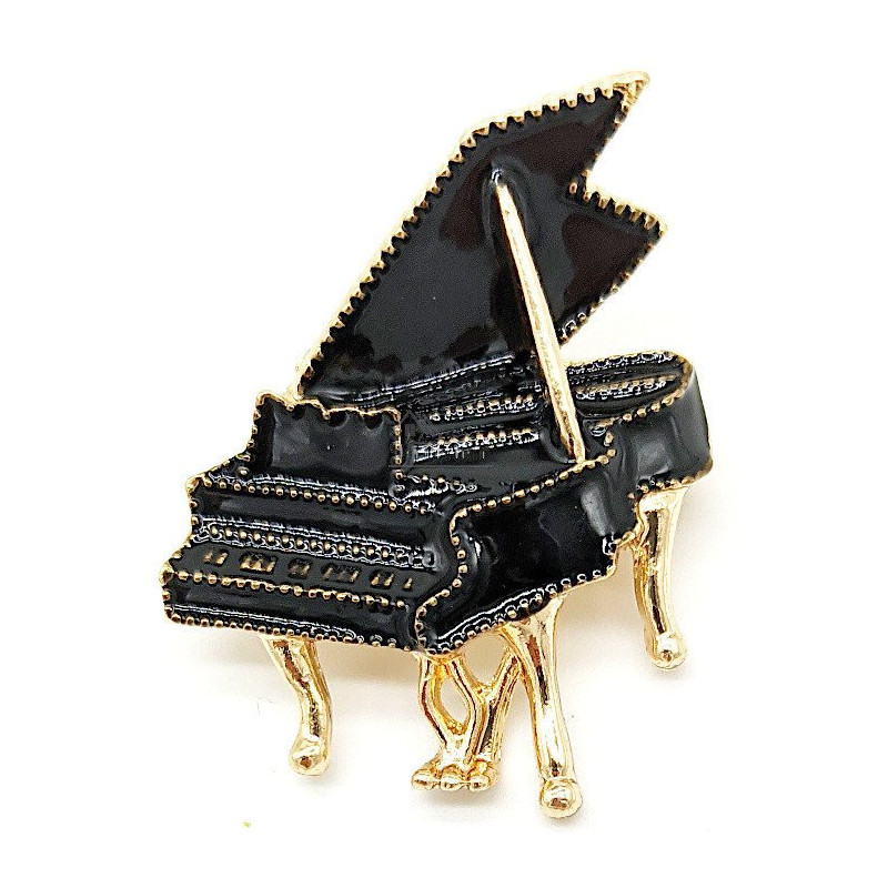 Broche Fantaisie métal dorée Rose rouge