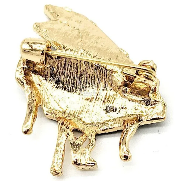 Brooch Fancy gold metal Piano Black