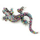 Broche Fantaisie métal vieilli Lézard et Strass multi-couleurs