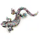 Broche Fantaisie métal vieilli Lézard et Strass multi-couleurs