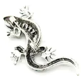 Broche Fantaisie métal vieilli Lézard et Strass multi-couleurs