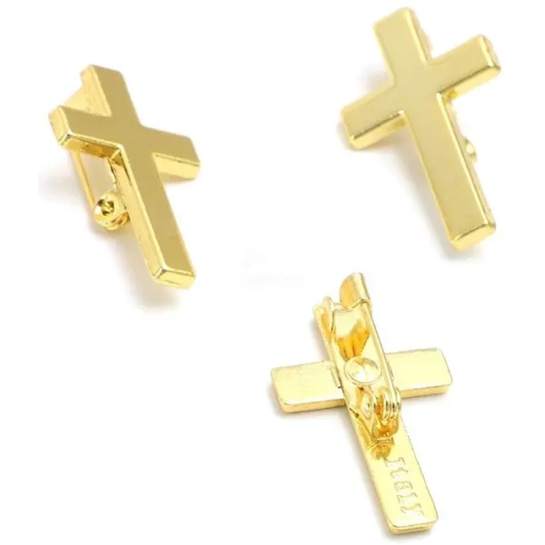 Gold Metal Fancy Brooch Cross