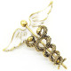 Caduceus Gold Metal Fancy Brooch