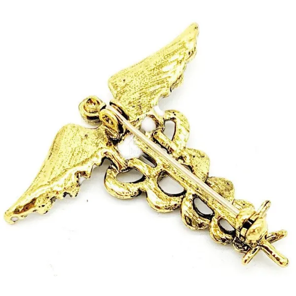 Caduceus Gold Metall Fancy Brosche