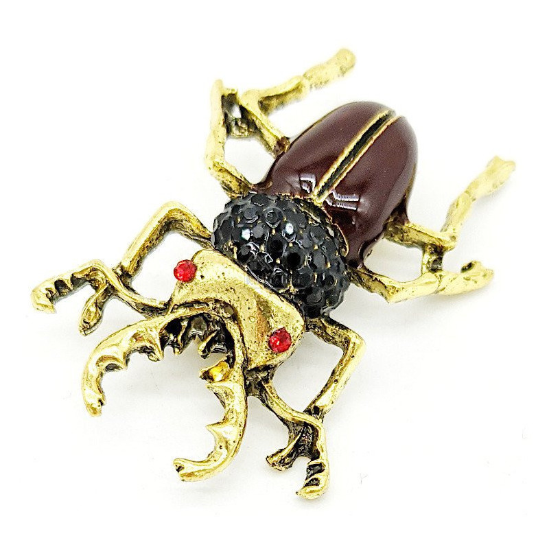 Fancy antique gold metal scarab brooch