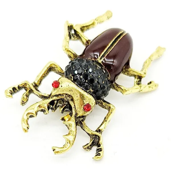 Fancy antique gold metal scarab brooch