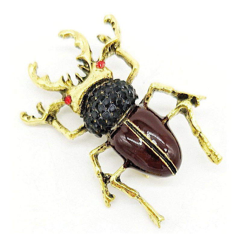 Fancy antique gold metal scarab brooch