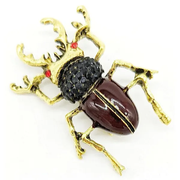 Fancy antique gold metal scarab brooch