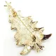 Broche Fantaisie métal doré Sapin de Noël Blanc avec Strass