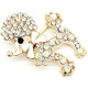 Broche Fantaisie métal doré Caniche avec Noeud