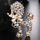 Broche Fantaisie métal doré Caniche avec Noeud