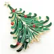 Broche Fantaisie métal doré Sapin de Noël Vert avec Strass