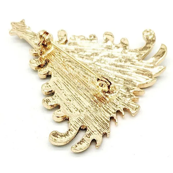 Gold Metall Fancy Brosche Grüner Weihnachtsbaum mit Strasssteinen