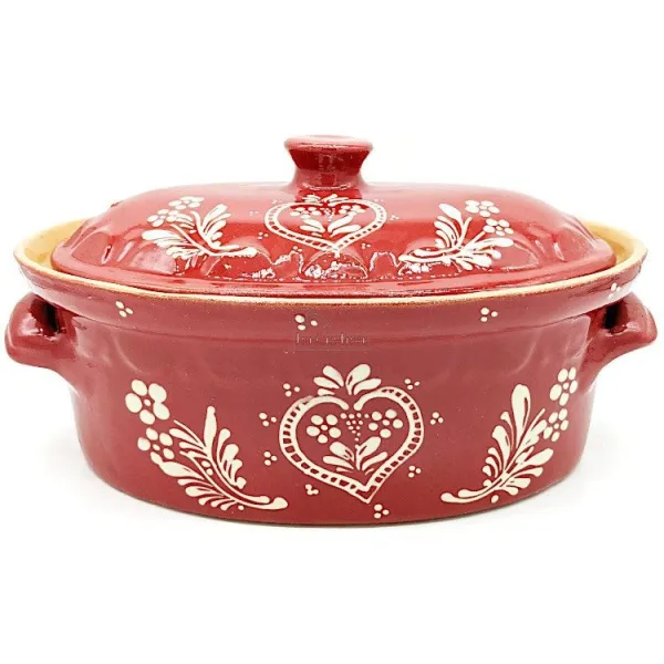 Terrine à Baeckeoffe Soufflenheim rouge Coeur 30 cm