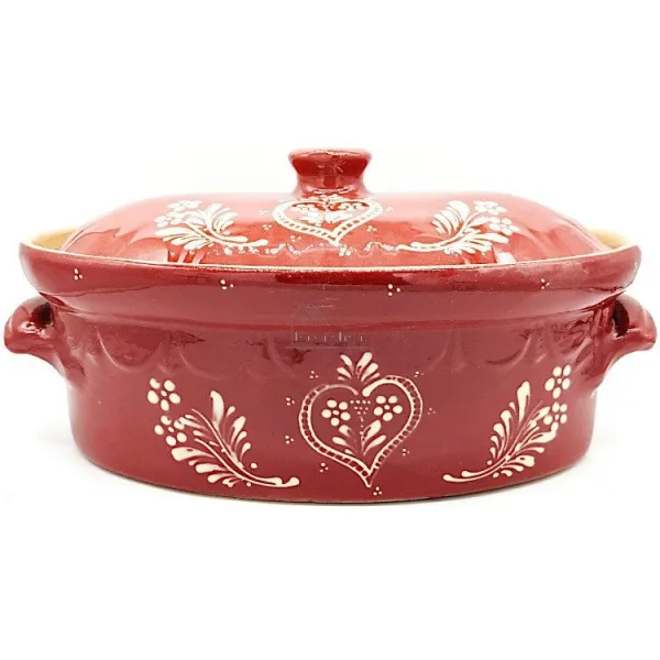 Terrine à Baeckeoffe Soufflenheim rouge Coeur 37 cm