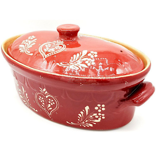 Terrine à Baeckeoffe Soufflenheim rouge Coeur 37 cm