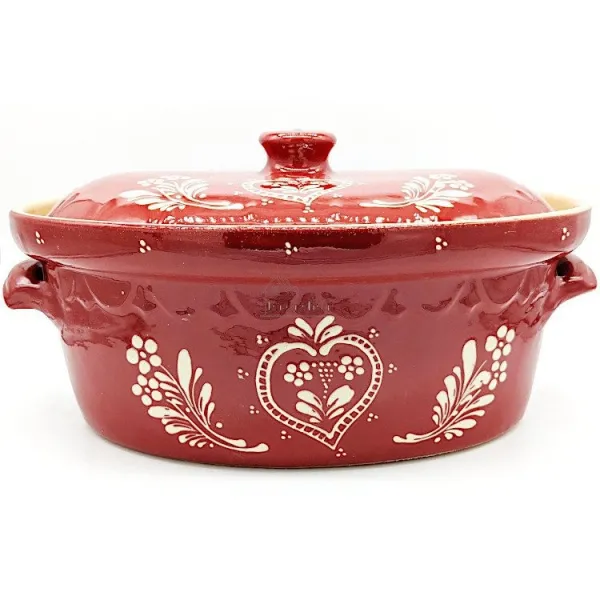 Terrine à Baeckeoffe Soufflenheim rouge Coeur 40 cm