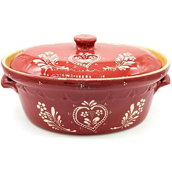 Terrine à Baeckeoffe Soufflenheim rouge Coeur 40 cm