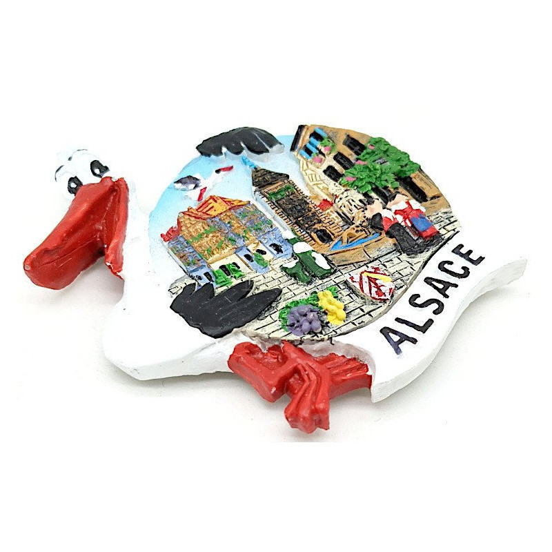 Decorative Magnet Stork and Alsatian Village