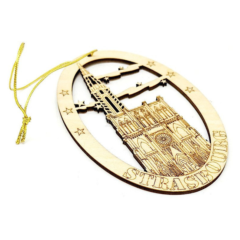 Strasbourg Cathedral oval wood decoration to hang