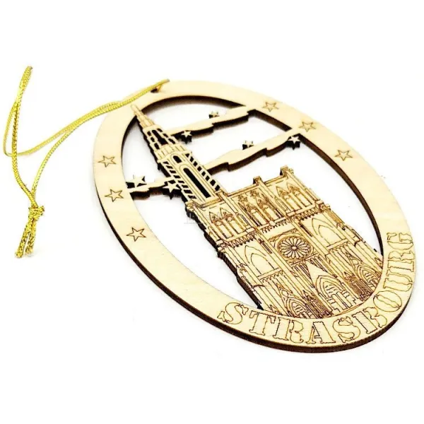 Strasbourg Cathedral oval wood decoration to hang