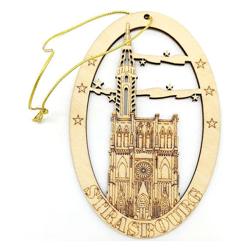 Strasbourg Cathedral oval wood decoration to hang
