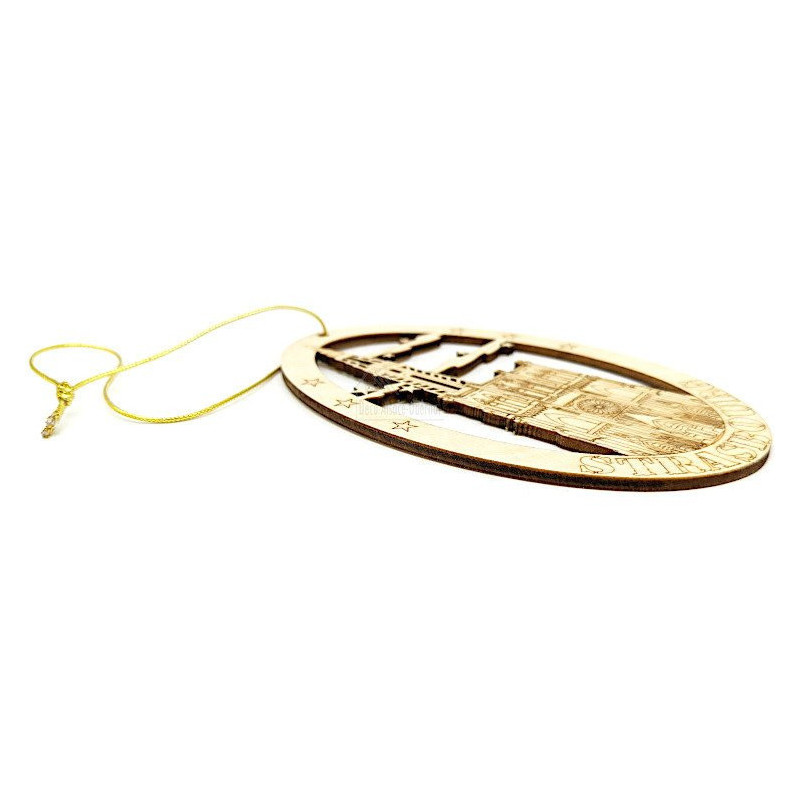 Strasbourg Cathedral oval wood decoration to hang
