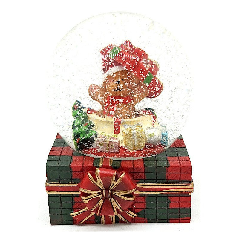 Grande Boule de Neige décor Ourson et Cadeaux