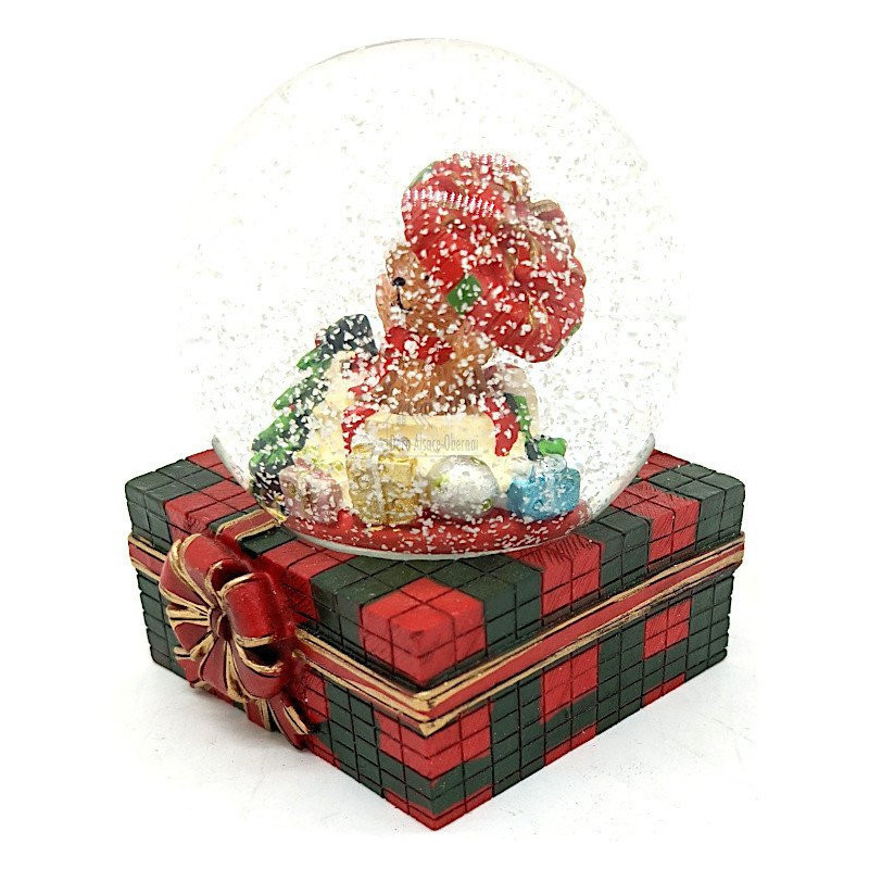 Grande Boule de Neige décor Ourson et Cadeaux