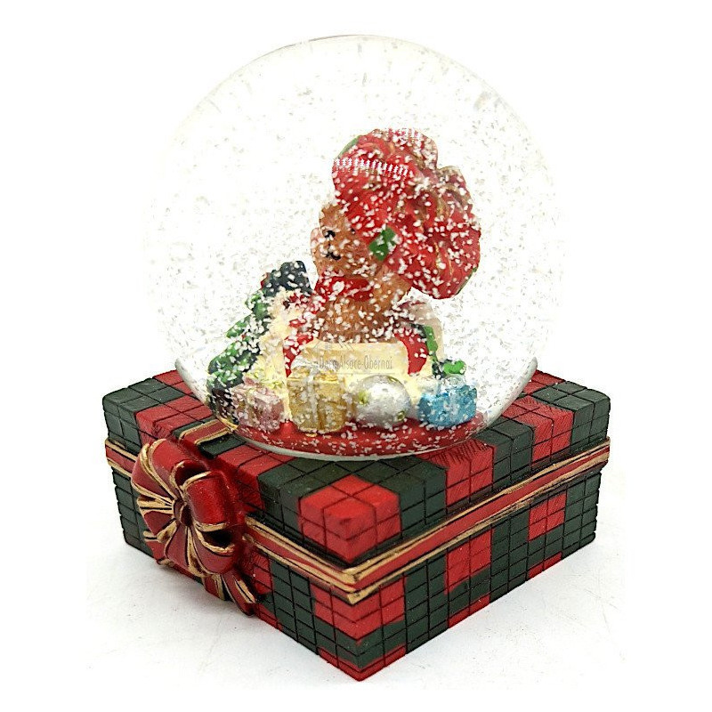 Grande Boule de Neige décor Ourson et Cadeaux