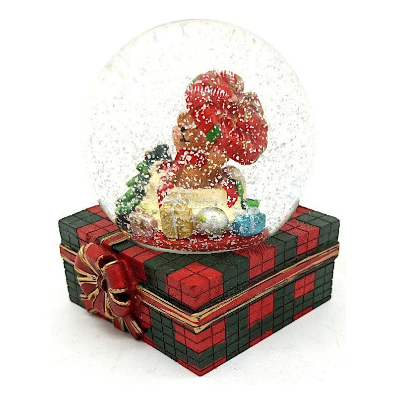 Grande Boule de Neige décor Ourson et Cadeaux