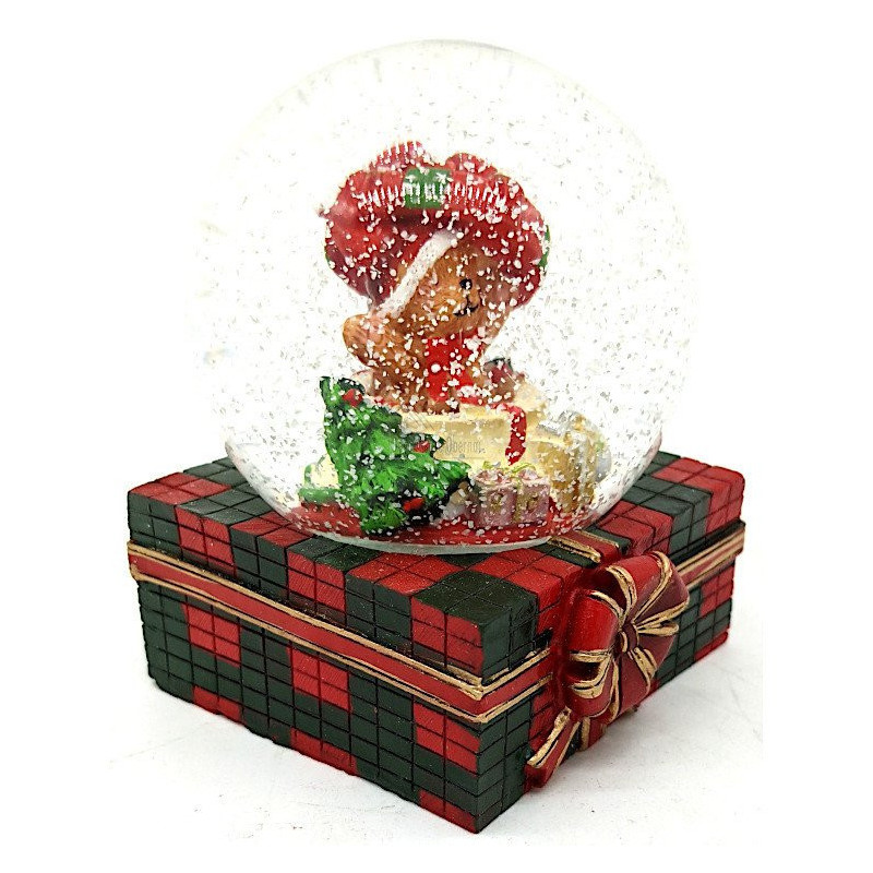 Grande Boule de Neige décor Ourson et Cadeaux