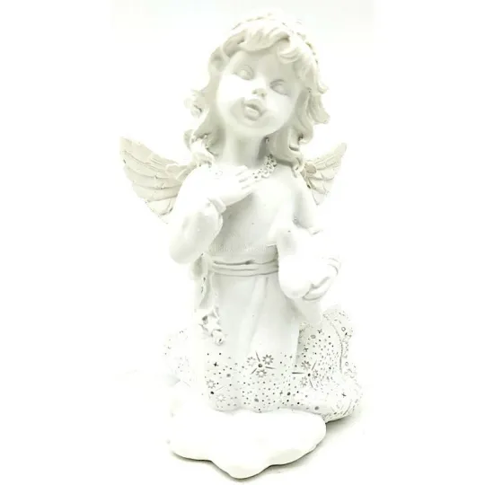 Statut Ange avec Ailes portant un Coussin en résine