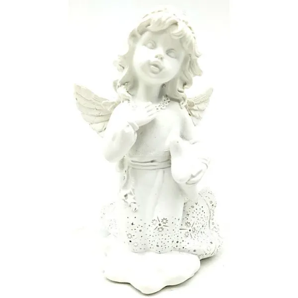 Statut Ange avec Ailes portant un Coussin en résine