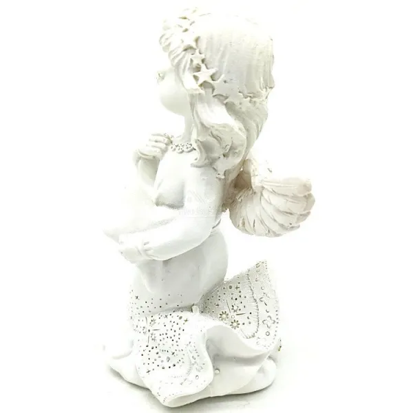 Statut Ange avec Ailes portant un Coussin en résine