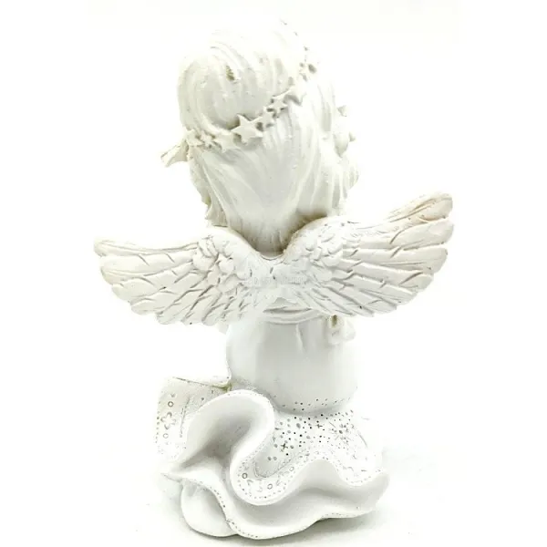 Statut Ange avec Ailes portant un Coussin en résine