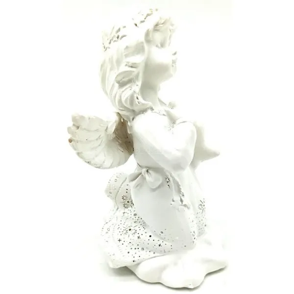 Statut Ange avec Ailes portant un Coussin en résine