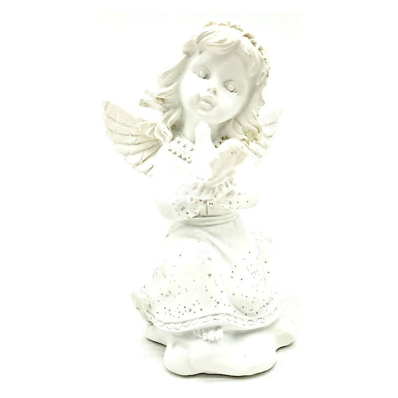 Status Angel with Wings Carrying a Resin Dove