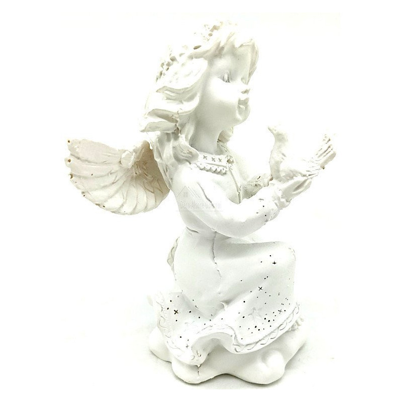 Status Angel with Wings Carrying a Resin Dove