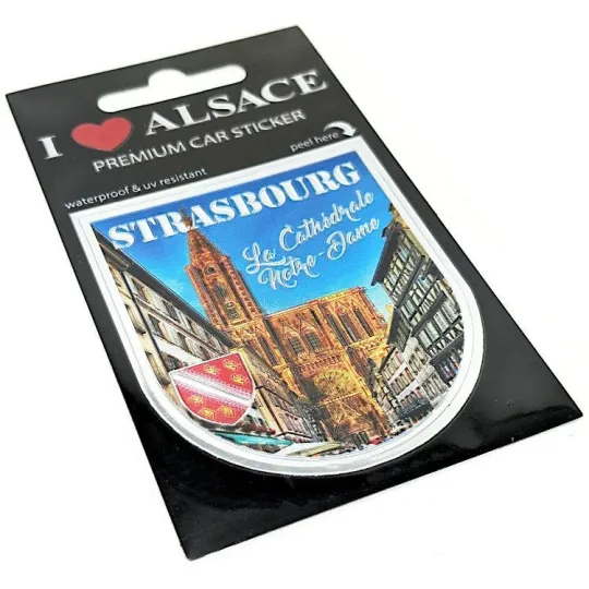 Zelfklevende Sticker Auto Premium Auto Kathedraal Notre-Dame Straatsburg