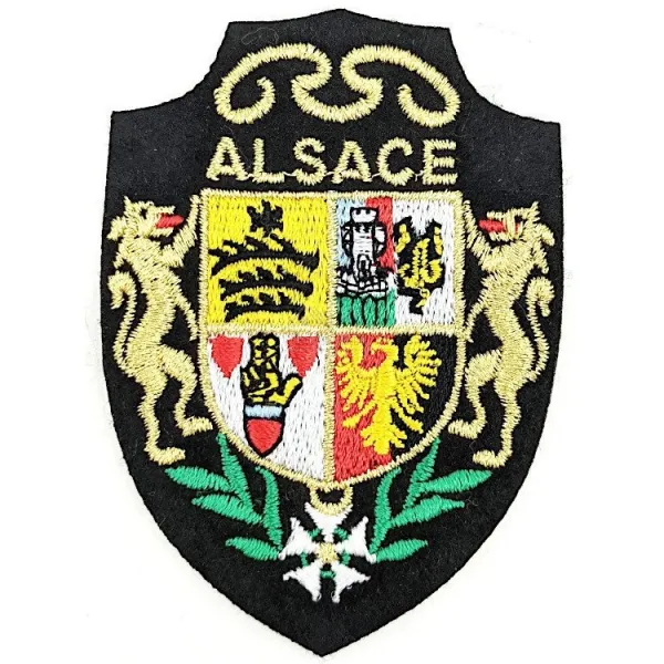 Wappen Aufnäher Elsass mit Löwe zum Aufbügeln