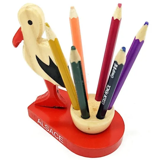 Set de 6 Crayons de papier en Couleurs support Cigogne Alsace