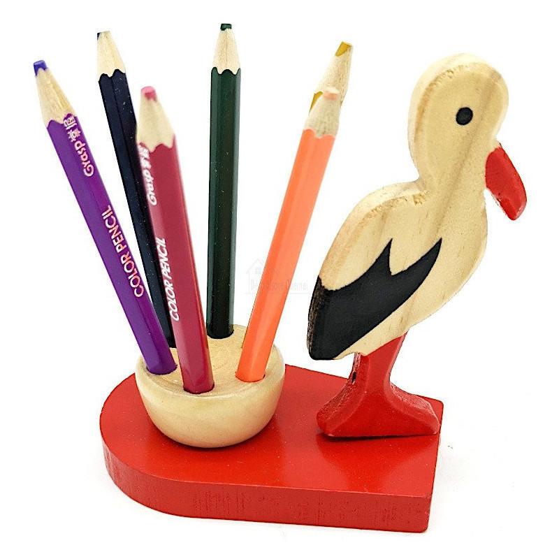 Set de 6 Crayons de papier en Couleurs support Cigogne d'Alsace