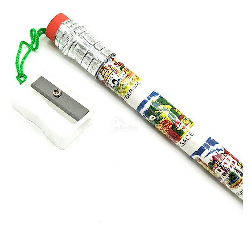 Maxi Crayon de papier avec Gomme et Taille Crayon décor Villes d'Alsace
