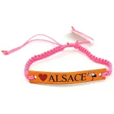 Bracelet coulissant Rose Fluo fantaisie Cuir Alsace Cigogne