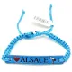 Bracelet coulissant Bleu fantaisie Cuir Alsace Cigogne
