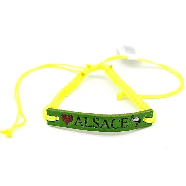 Schiebearmband Fluo Gelb Fantasie Leder Elsass Storch